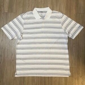 Adidas Puremotion Golf Polo Shirt Men's XL White Black Striped Short Sleeve